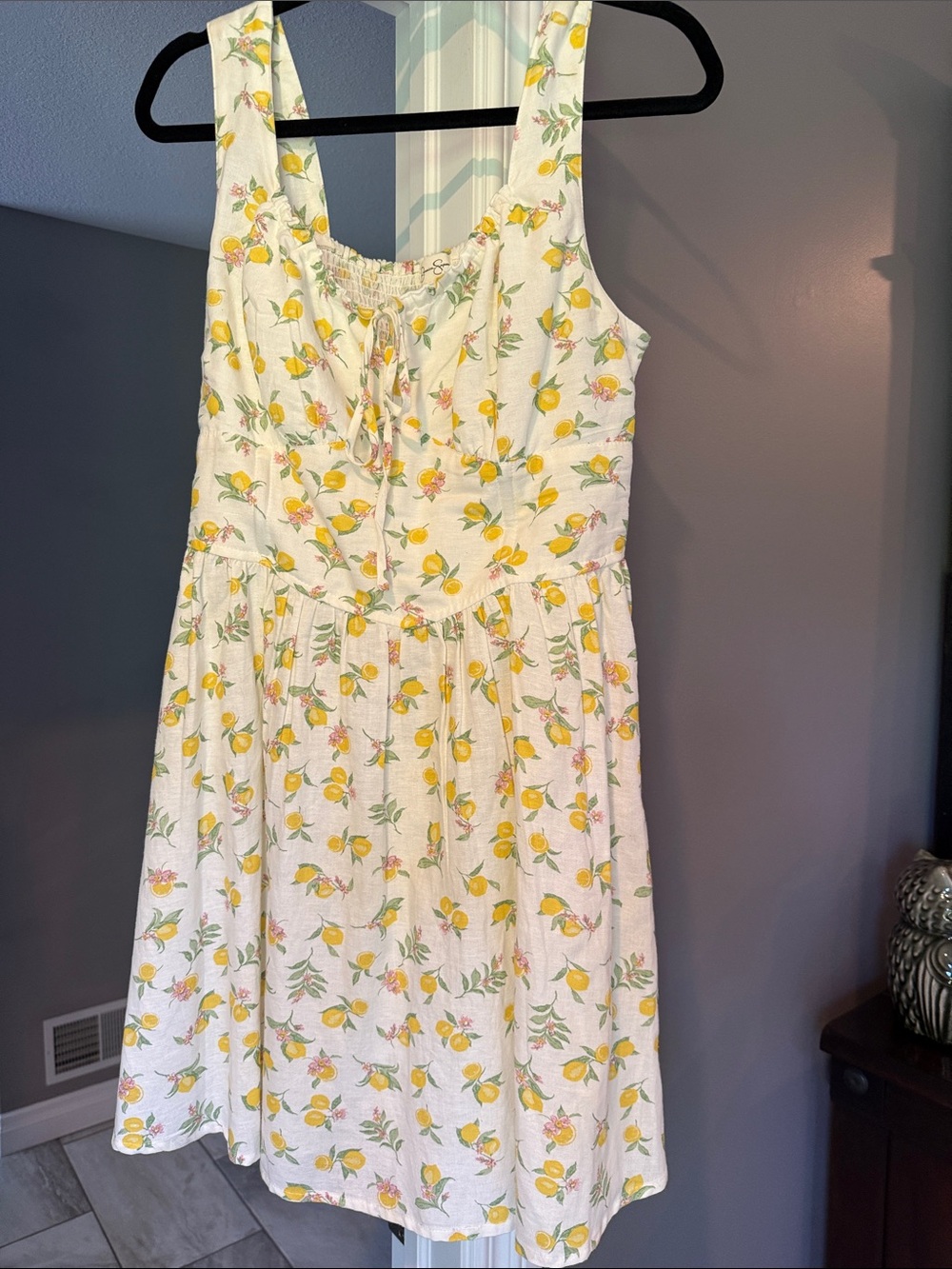 White Lemon Print Sundress